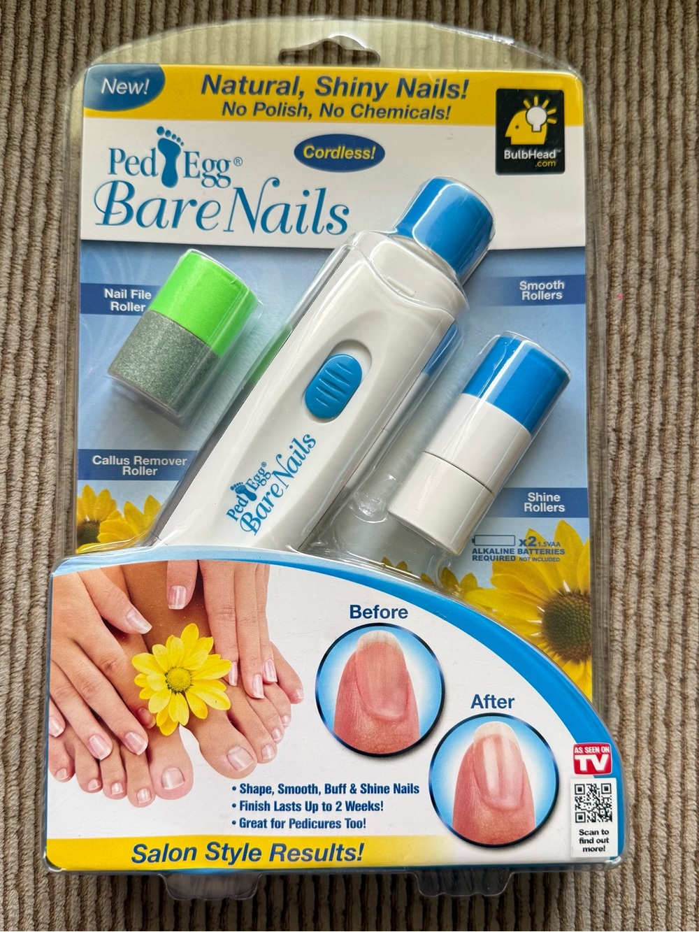 NEW! Ped Egg BareNails Cordless Nail Care Kit - White & Blue